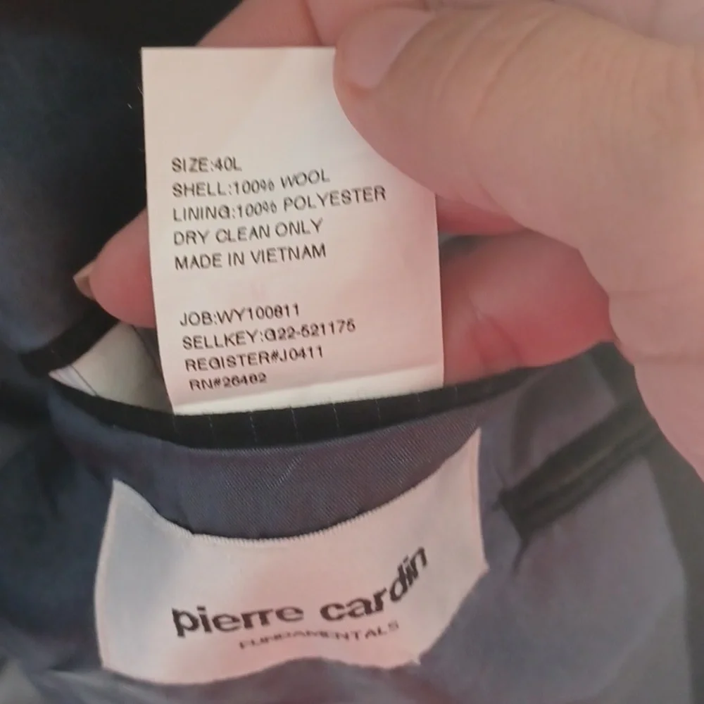 Pierre Cardin Blazer Wool  40L Black with Blue stripe